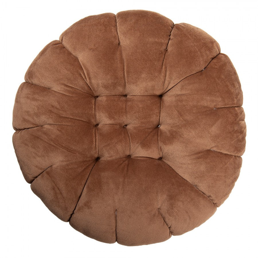 Clayre & Eef Dekokissen Sandwich-Keks Soft-Velours Formkissen mit Rillensteppung & Cremeschicht Ø 40 × 10 cm (KG033.013)