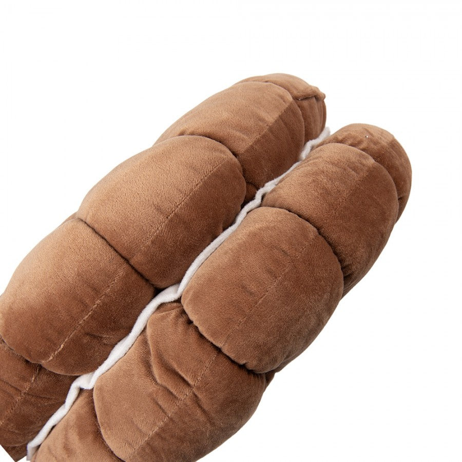Clayre & Eef Dekokissen Sandwich-Keks Soft-Velours Formkissen mit Rillensteppung & Cremeschicht Ø 40 × 10 cm (KG033.013)