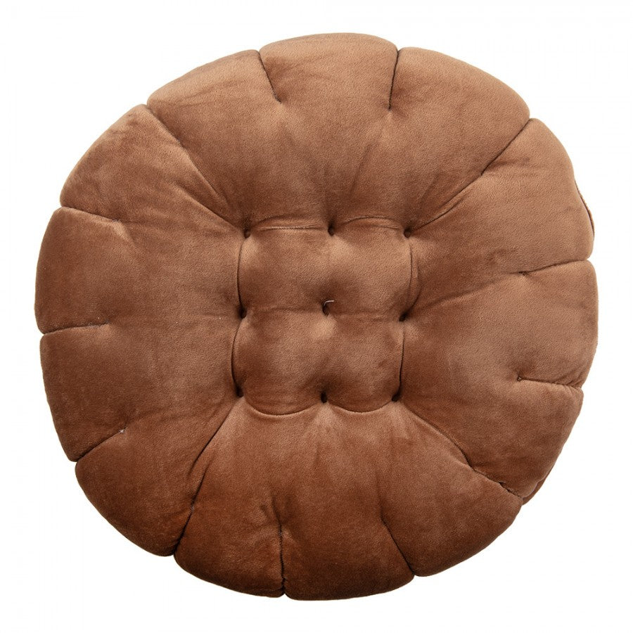 Clayre & Eef Dekokissen Sandwich-Keks Soft-Velours Formkissen mit Rillensteppung & Cremeschicht Ø 40 × 10 cm (KG033.013)