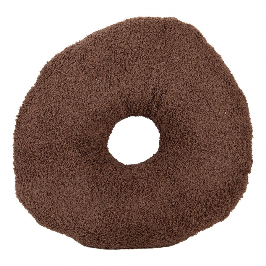 Clayre & Eef Dekokissen Schoko-Donut Formkissen Teddyfell mit bunten Stick-Streuseln Ø 35 × 6 cm (KG033.014CH)
