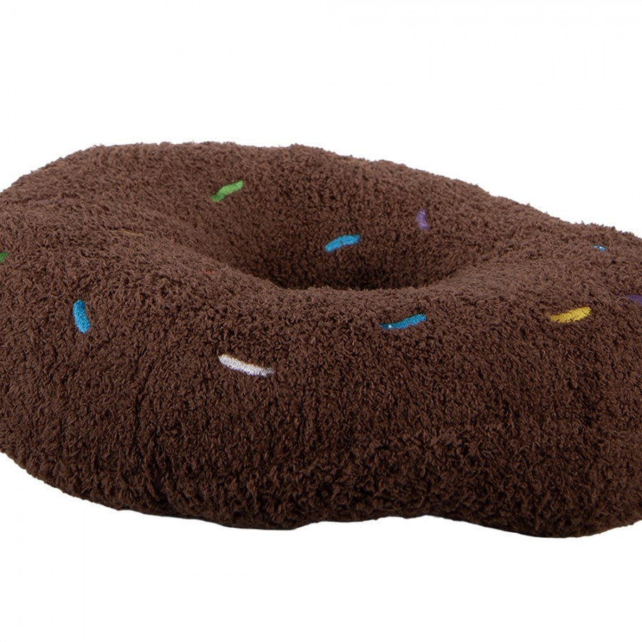 Clayre & Eef Dekokissen Schoko-Donut Formkissen Teddyfell mit bunten Stick-Streuseln Ø 35 × 6 cm (KG033.014CH)