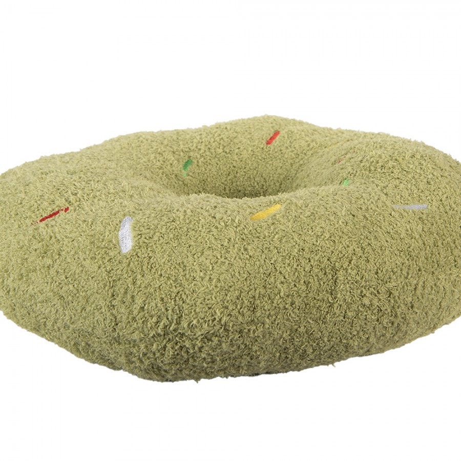 Clayre & Eef Dekokissen Pistazien-Donut Formkissen Teddyfell mit Stick-Streuseln Grün Ø 35 × 6 cm (KG033.014GR)