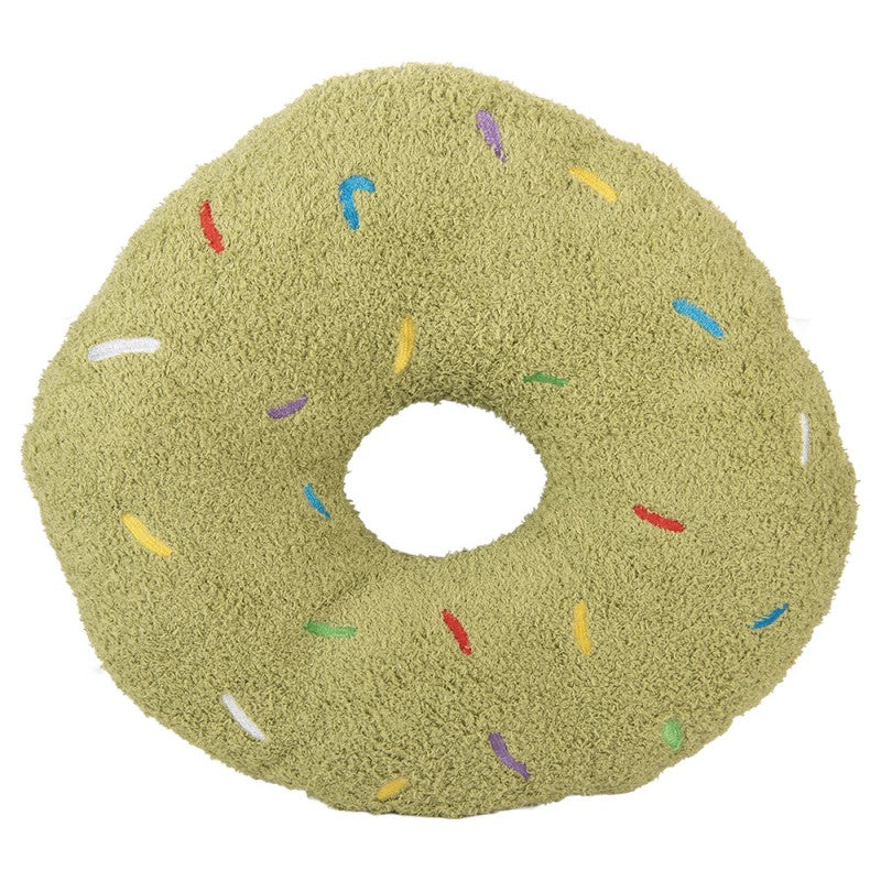 Clayre & Eef Dekokissen Pistazien-Donut Formkissen Teddyfell mit Stick-Streuseln Grün Ø 35 × 6 cm (KG033.014GR)