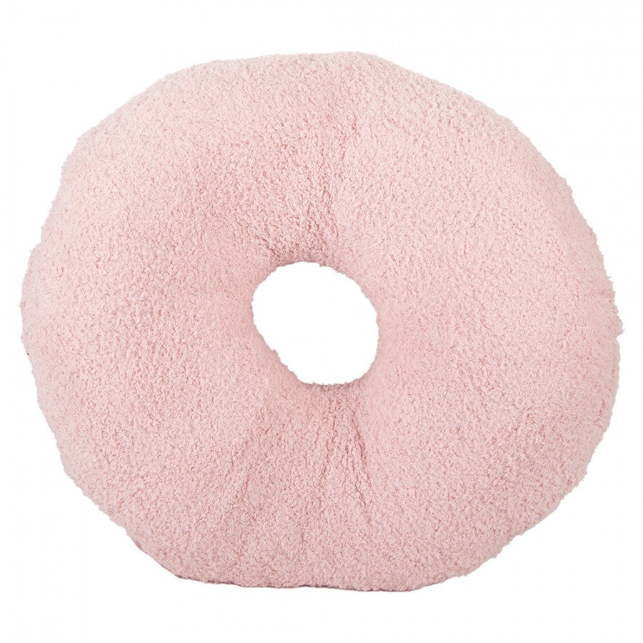 Clayre & Eef Dekokissen Erdbeer-Donut Formkissen Teddyfell mit Stick-Streuseln Rosa Ø 35 × 6 cm (KG033.014P)