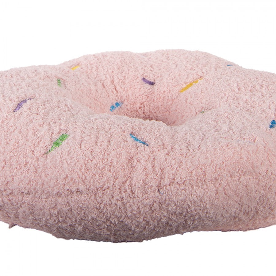 Clayre & Eef Dekokissen Erdbeer-Donut Formkissen Teddyfell mit Stick-Streuseln Rosa Ø 35 × 6 cm (KG033.014P)