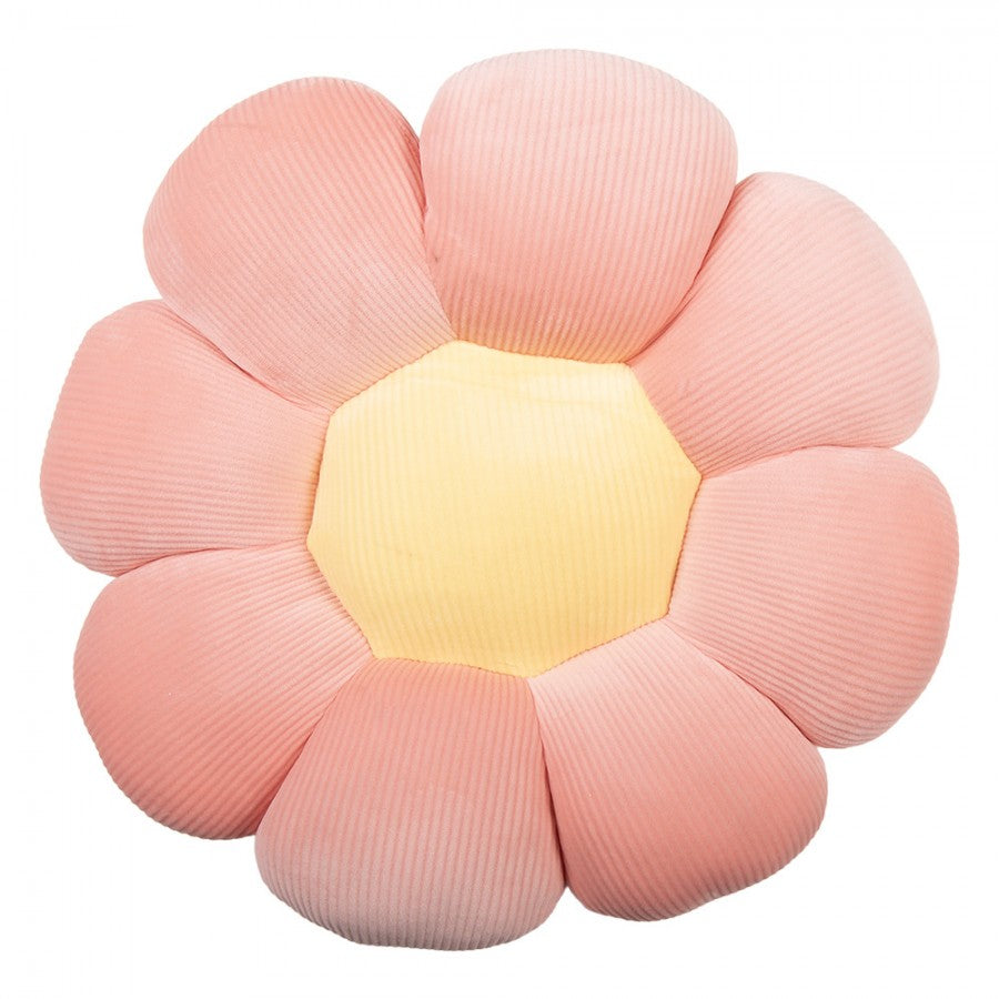 Formkissen gefüllt Blume Feincord Rosa-Gelb Ø 40x6 cm von Clayre & Eef (KG033.016)