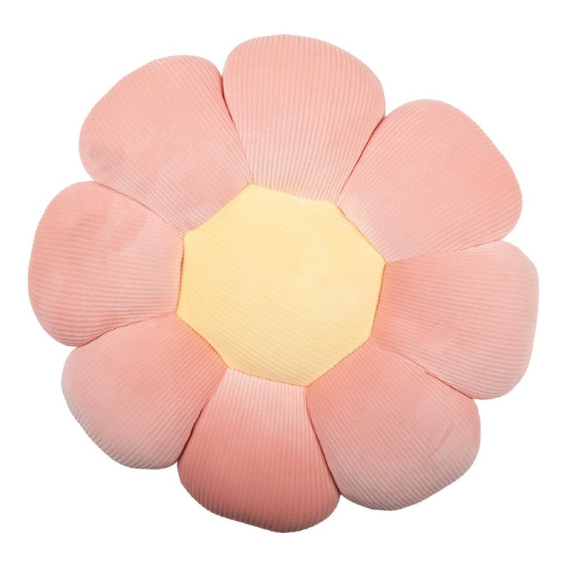 Formkissen gefüllt Blume Feincord Rosa-Gelb Ø 40x6 cm von Clayre & Eef (KG033.016)