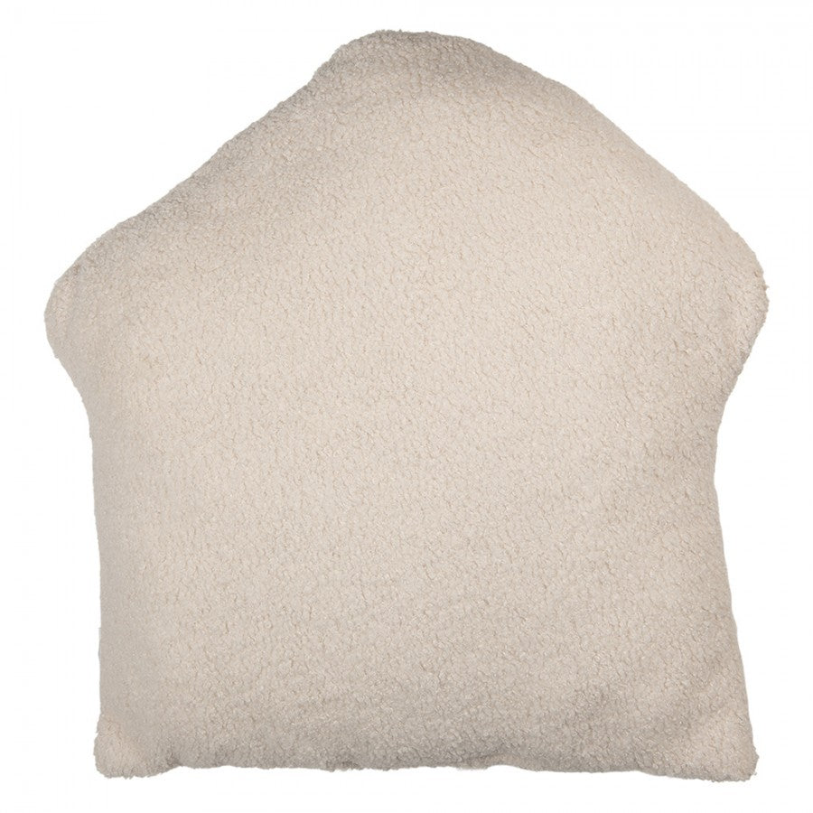 Clayre & Eef Dekokissen Verschneites Winterhaus Bouclé-Teddyfell mit Lurex-Goldstickerei & 10 cm Steg 45 × 40 × 10 cm (KG035.008)