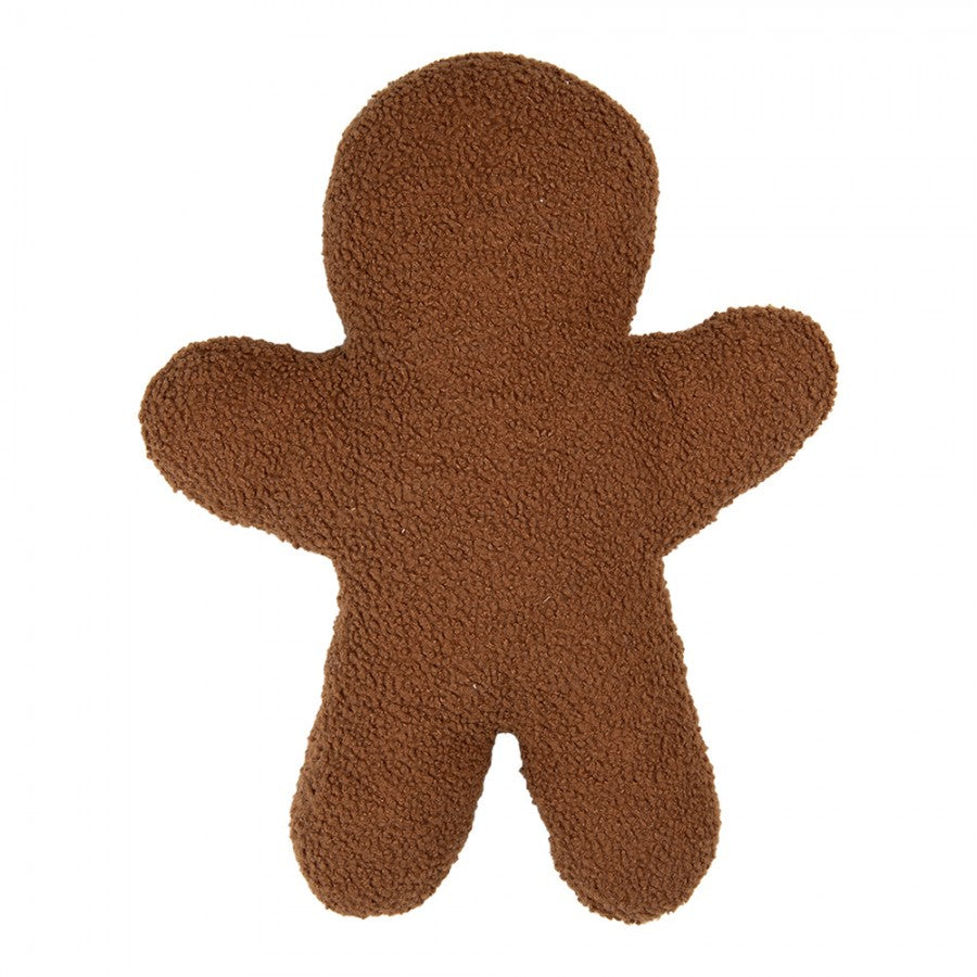 Clayre & Eef Dekokissen Lebkuchenmann Teddyfell mit 3D-Fliege & Bonbonknöpfen 35 × 5 × 44 cm (KG035.011)