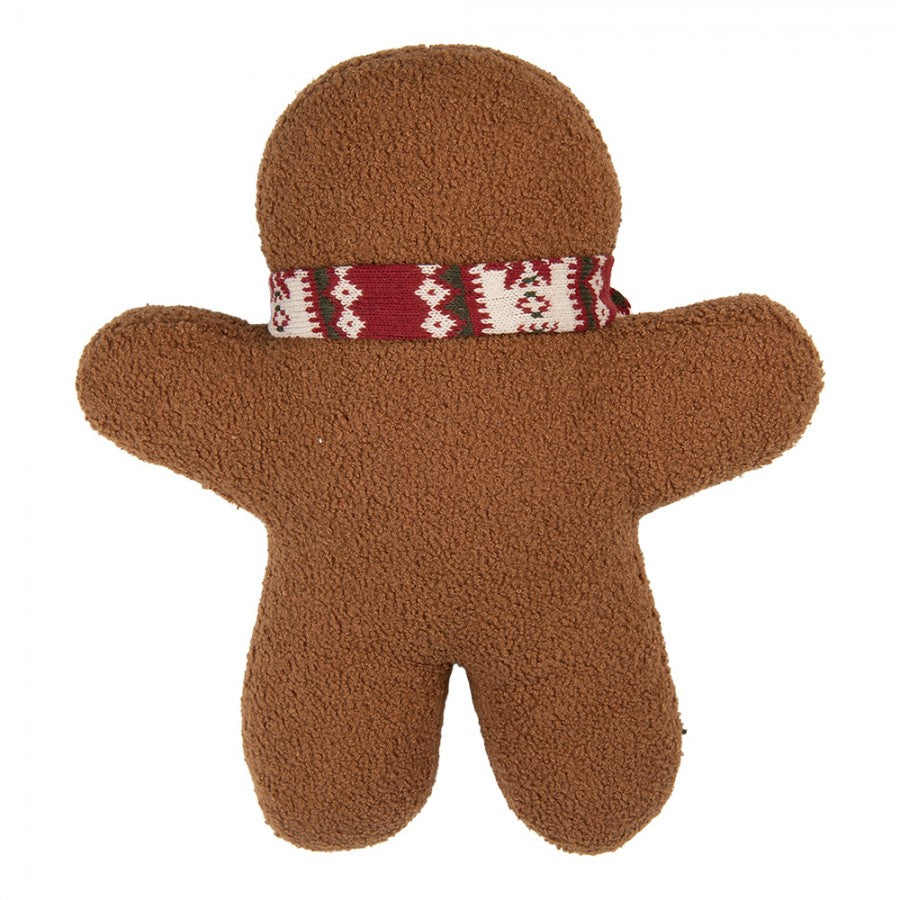 Clayre & Eef Dekokissen Lebkuchenmann Kompakt Teddyfell mit Stickerei 35 × 5 × 28 cm (KG035.012)