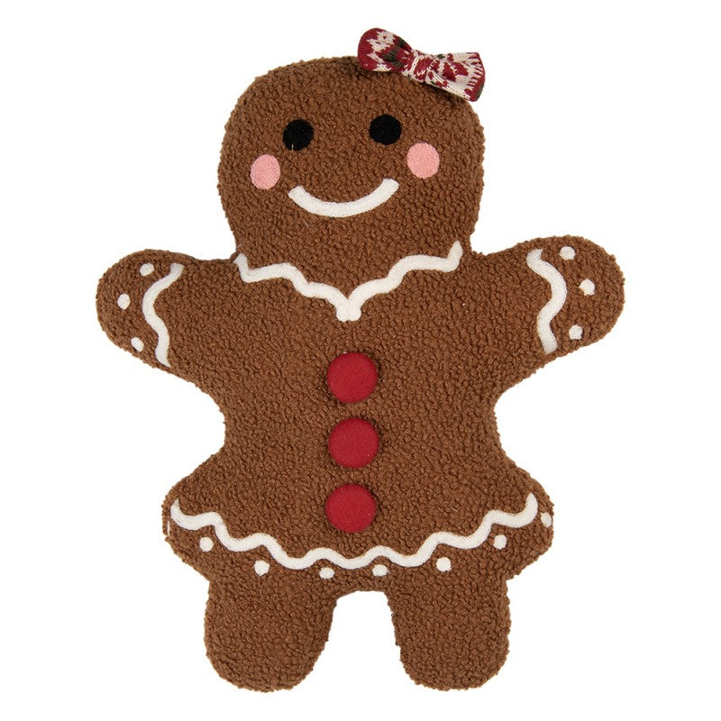 Clayre & Eef Dekokissen Lebkuchenfrau Gingerbread Girl Teddyfell mit Rock & Schleife 35 × 5 × 28 cm (KG035.013)