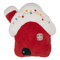 Clayre & Eef Dekokissen Verschneites Winterhaus Soft-Velours mit Lichterkette & Glanzfenster 40 × 40 × 8 cm (KG035.017)