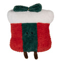 Clayre & Eef Dekokissen Weihnachtsgeschenk Wellenplüsch Figur mit Schneedecke Schleife & Beinen 35 × 7 × 35 cm (KG035.020)