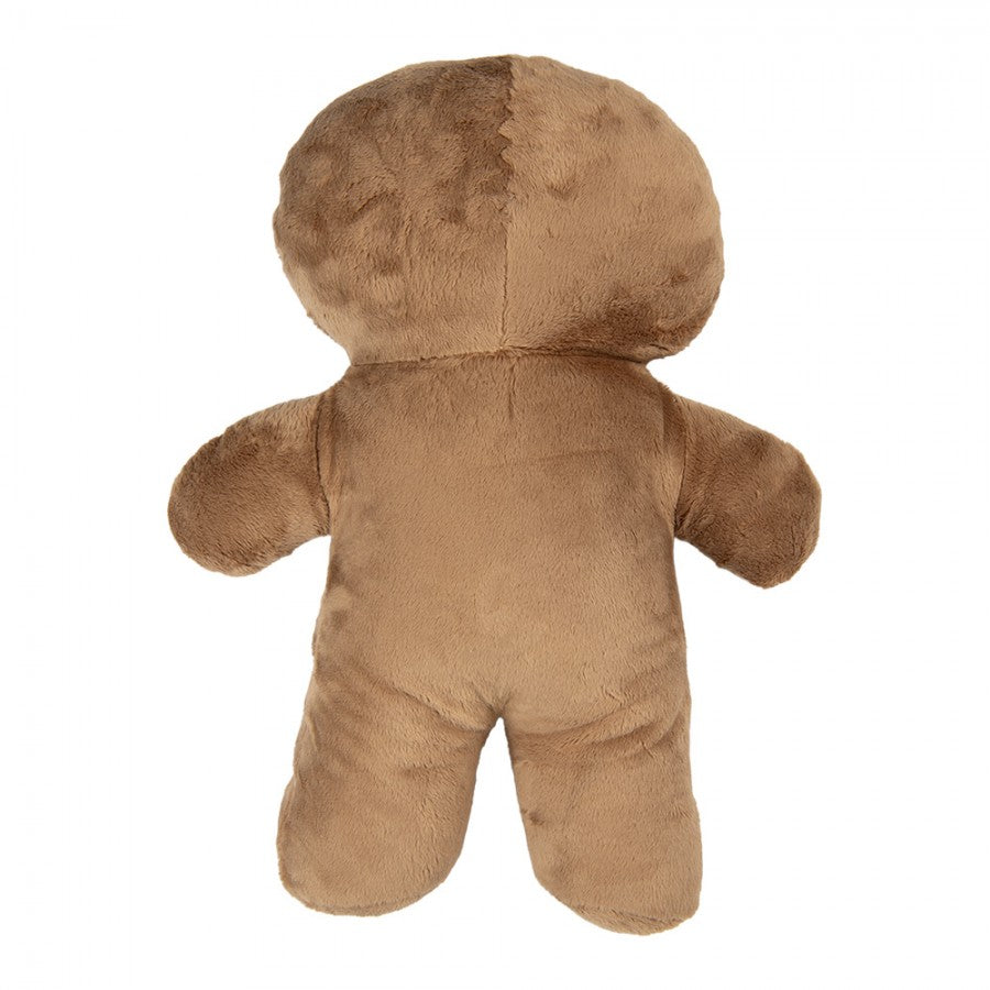 Clayre & Eef Dekokissen Lebkuchenmann 3D-Kuschelfigur Soft-Velours mit Samtfliege & Zuckerguss 40 × 5 × 44 cm (KG035.024)