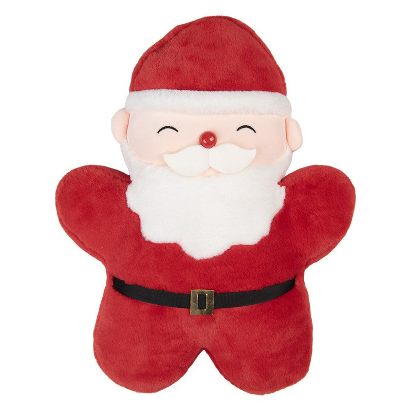 Clayre & Eef Dekokissen Weihnachtsmann Soft-Velours mit 3D-Schnurrbart & Gürtel 40 × 6 × 45 cm (KG035.026)