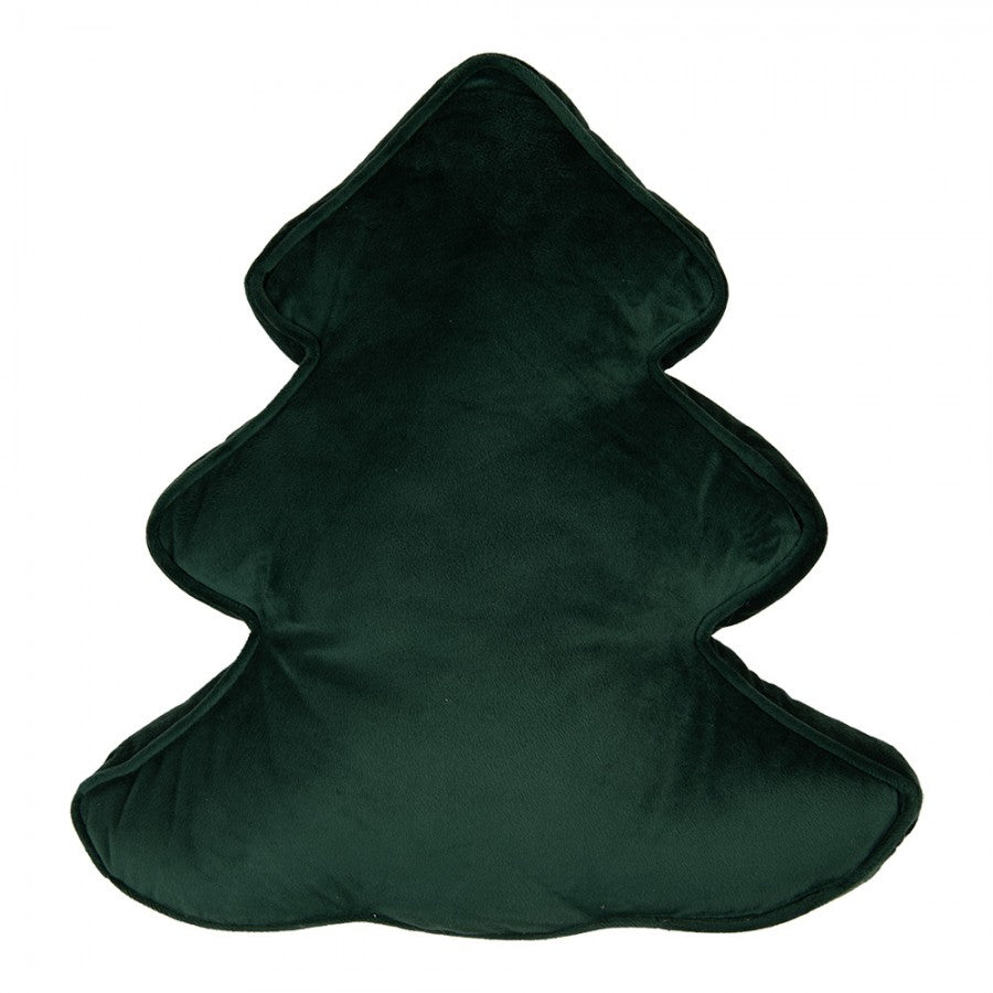 Clayre & Eef Dekokissen Tannenbaum Edelsamt Bestickt mit 3D-Pompom-Kugeln & Stegrand 36 × 40 × 4 cm (KG035.038)
