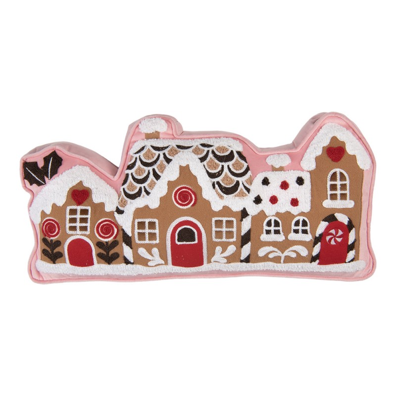 Clayre & Eef Dekokissen Lebkuchendorf Formkissen Zweifarbiges Tufting mit Stegrand & Stickerei 50 × 25 × 4 cm (KG035.039)