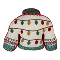 Clayre & Eef Dekokissen Ugly Christmas Sweater Feinstrick mit Tufting-Lichterkette & Pompoms 40 × 30 × 4 cm (KG035.047)