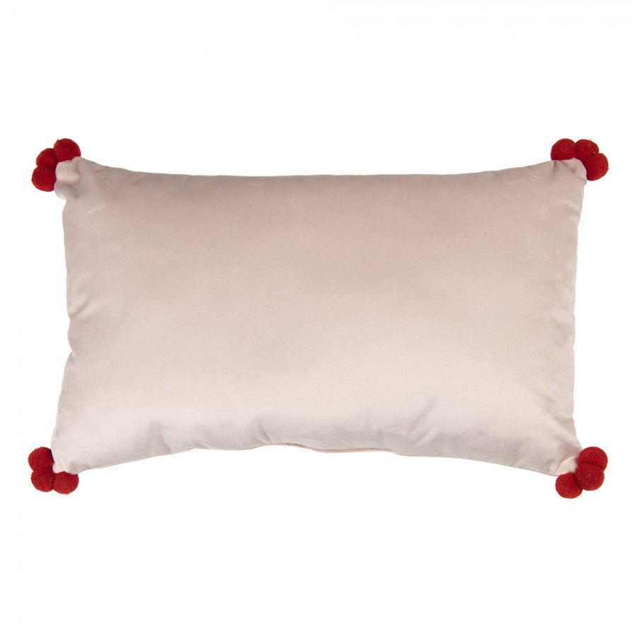 Clayre & Eef Dekokissen Weihnachtszug Candy-Express Samt mit 3D-Schnee & Eck-Pompoms 50 × 30 × 4 cm (KG036.024)