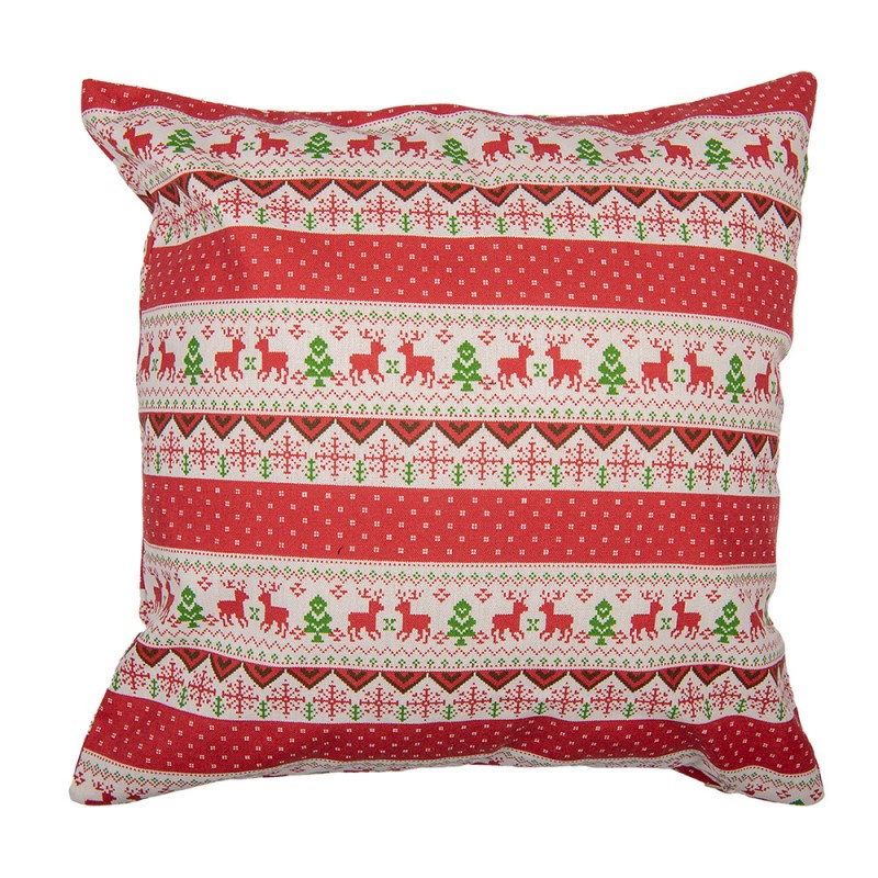 Kissenbezug Kissenhülle ohne Inlet Norwegermuster Rentiere Rot Weiß 44x44 cm von Clayre & Eef (KT021.376)