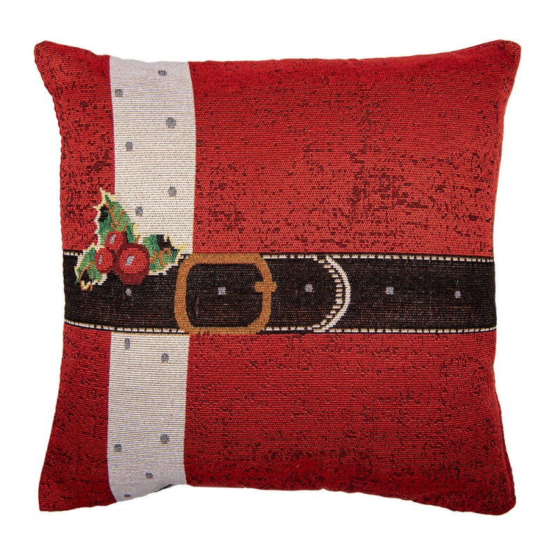 Kissenbezug Kissenhülle ohne Inlet Weihnachtsmann Gürtel Schnalle Rot 44x44 cm von Clayre & Eef (KT021.382)