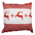 Kissenbezug Kissenhülle ohne Inlet Rentiere Schneeflocken Karomuster Rot Weiß 45x45 cm von Clayre & Eef (KT021.455)