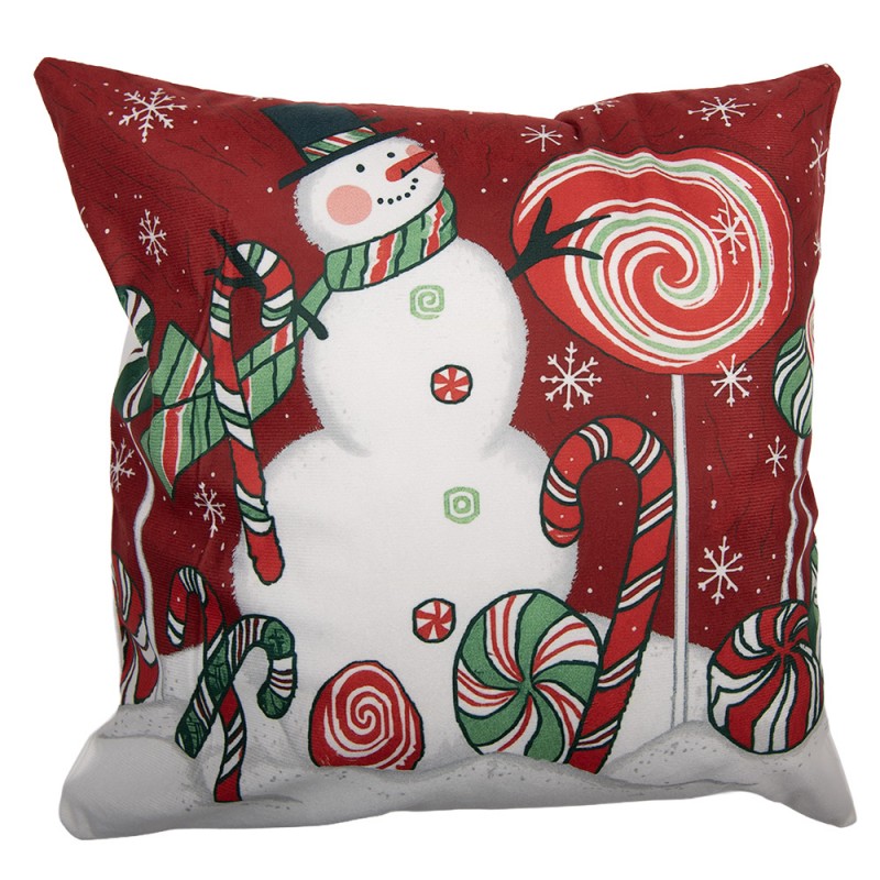 Kissenbezug Kissenhülle ohne Inlet Schneemann Candy Land Lollypop Rot Weiß 45x45 cm von Clayre & Eef (KT021.456)