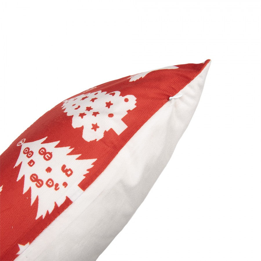 Kissenbezug Kissenhülle ohne Inlet Tannenbäume Winterwald Schneeflocken Rot Weiß 45x45 cm von Clayre & Eef (KT021.460)