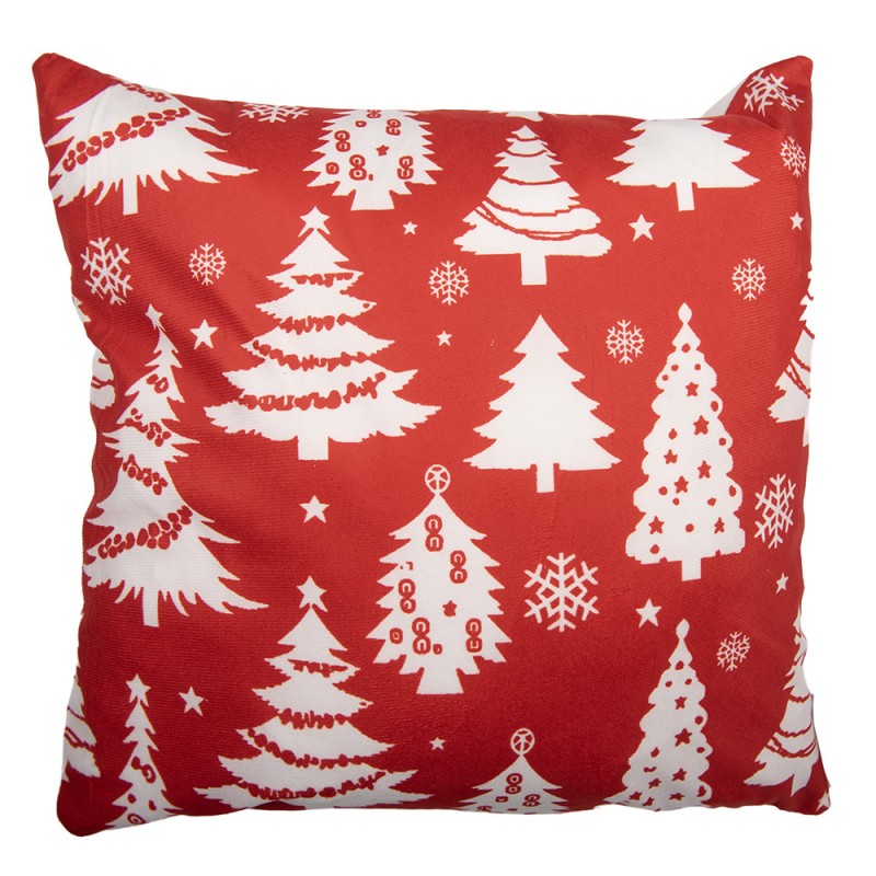 Kissenbezug Kissenhülle ohne Inlet Tannenbäume Winterwald Schneeflocken Rot Weiß 45x45 cm von Clayre & Eef (KT021.460)