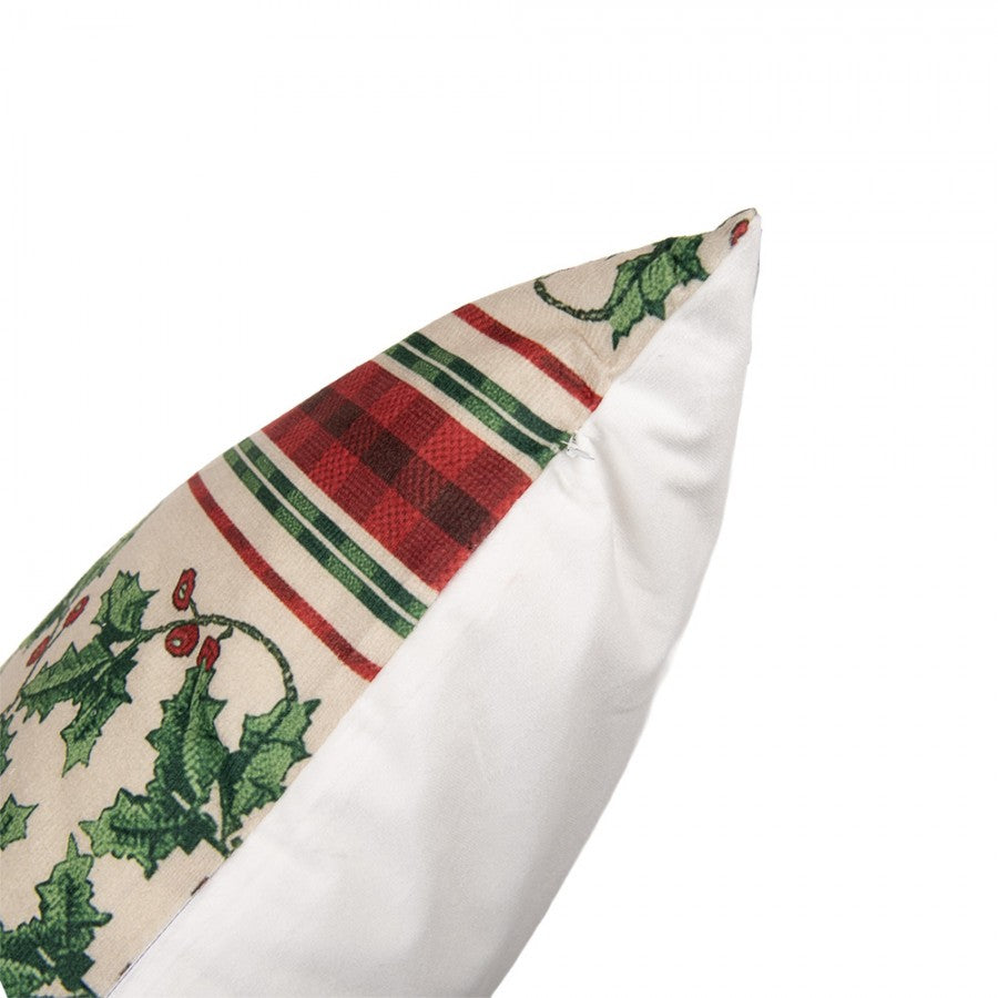 Kissenbezug Kissenhülle ohne Inlet Stechpalme Ilex Schottenkaro Beige Rot Grün 45x45 cm von Clayre & Eef (KT021.461)