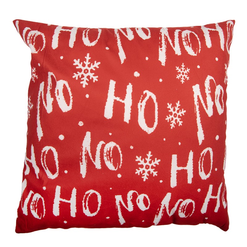 Kissenbezug Kissenhülle ohne Inlet HO HO HO Schriftzug Schneeflocken Rot Weiß 45x45 cm von Clayre & Eef (KT021.463)