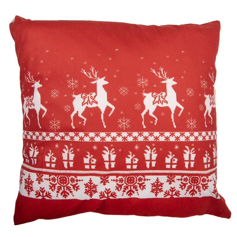 Kissenbezug Kissenhülle ohne Inlet Norwegermuster Rentiere Tannenbäume Rot Weiß 45x45 cm von Clayre & Eef (KT021.464)