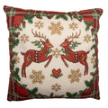 Kissenbezug Kissenhülle ohne Inlet Hirsche Herz Schottenkaro Beige Rot Grün 45x45 cm von Clayre & Eef (KT021.465)