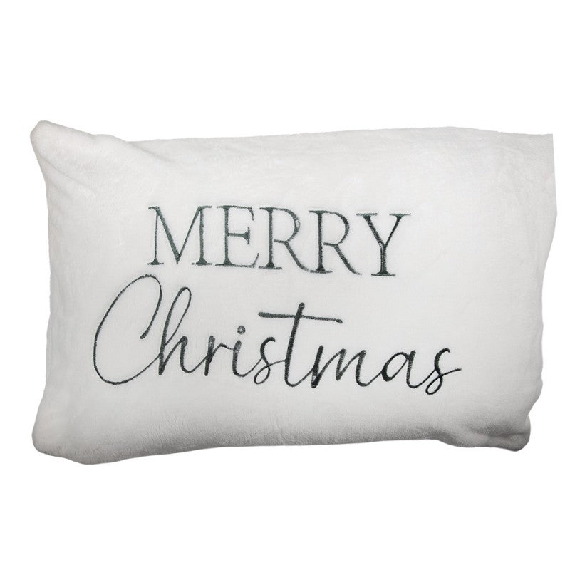 Kissenbezug Kissenhülle ohne Inlet Merry Christmas Plüsch Weiß Anthrazit 35x50 cm von Clayre & Eef (KT036.055)