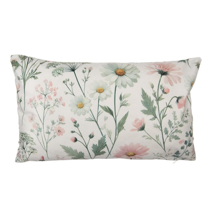 Kissenbezug Kissenhülle ohne Inlet Wiesenblumen Margeriten Beige Rosa Grün 35x50 cm von Clayre & Eef (KT036.057)