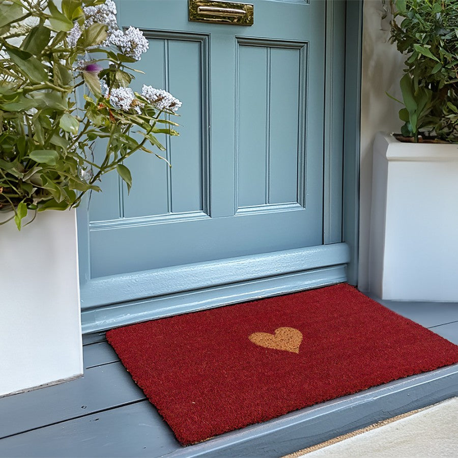 Clayre & Eef Fußmatte Herz Rot Schablonendruck Rutschfest 75 × 45 × 1 cm (MC126)