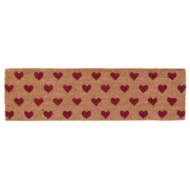 Clayre & Eef Fußmatte Stufenmatte Rote Herzen All-Over Schmal Rutschfest 75 × 22 × 2 cm (MC129)