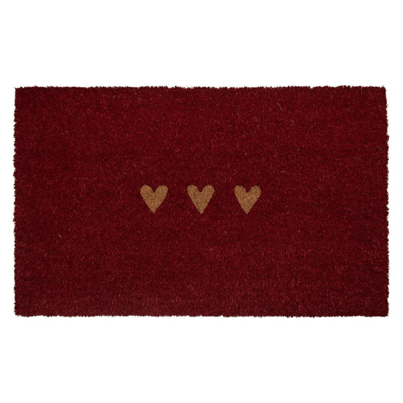 Clayre & Eef Fußmatte Drei Herzen Rot Schablonendruck Rutschfest 75 × 45 × 1 cm (MC273)