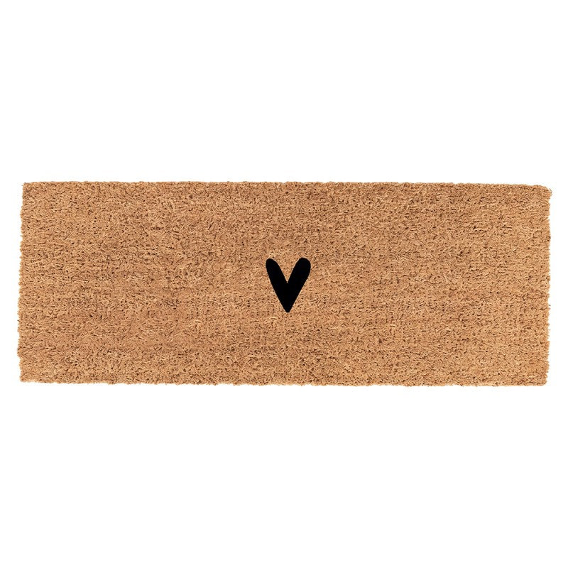 Clayre & Eef Fußmatte Stufenmatte Minimalistisches Herz Schmal Natur Schwarz Rutschfest 75 × 22 × 2 cm (MC279)