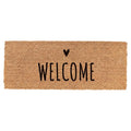 Clayre & Eef Fußmatte Stufenmatte WELCOME mit Herzchen Schmal Natur Schwarz Rutschfest 75 × 22 × 2 cm (MC280)