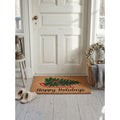 Clayre & Eef Fußmatte Weihnachtsschlitten Tannenbaum Happy Holidays Festlich Rutschfest 75 × 45 × 1 cm (MC287)