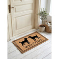 Clayre & Eef Fußmatte Zwei Hunde Labrador Retriever Doppelrahmen Welcome Natur Schwarz Rutschfest 75 × 45 × 1 cm (MC293)