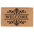 Clayre & Eef Fußmatte Welcome Damast Barock Lilien Ornamente Serifenschrift Natur Schwarz Rutschfest 75 × 45 × 1 cm (MC296)