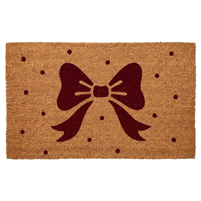 Clayre & Eef Fußmatte Große Schleife Bow Polka Dots Punkte Bordeaux Landhaus Chic Rutschfest 75 × 45 × 1 cm (MC299)