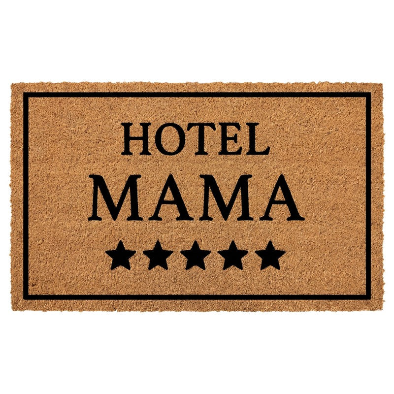 Clayre & Eef Fußmatte Hotel Mama 5 Sterne Rahmen Lustig Geschenkidee Natur Schwarz Rutschfest 75 × 45 × 1 cm (MC303)