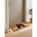 Clayre & Eef Fußmatte Zwei Katzen Rücken an Rücken Silhouette Puristisch Natur Schwarz Rutschfest 75 × 45 × 1 cm (MC304)