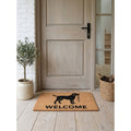 Clayre & Eef Fußmatte Hund mit Leine im Maul Gassi Gehen Labrador Welcome Natur Schwarz Rutschfest 75 × 45 × 1 cm (MC306)