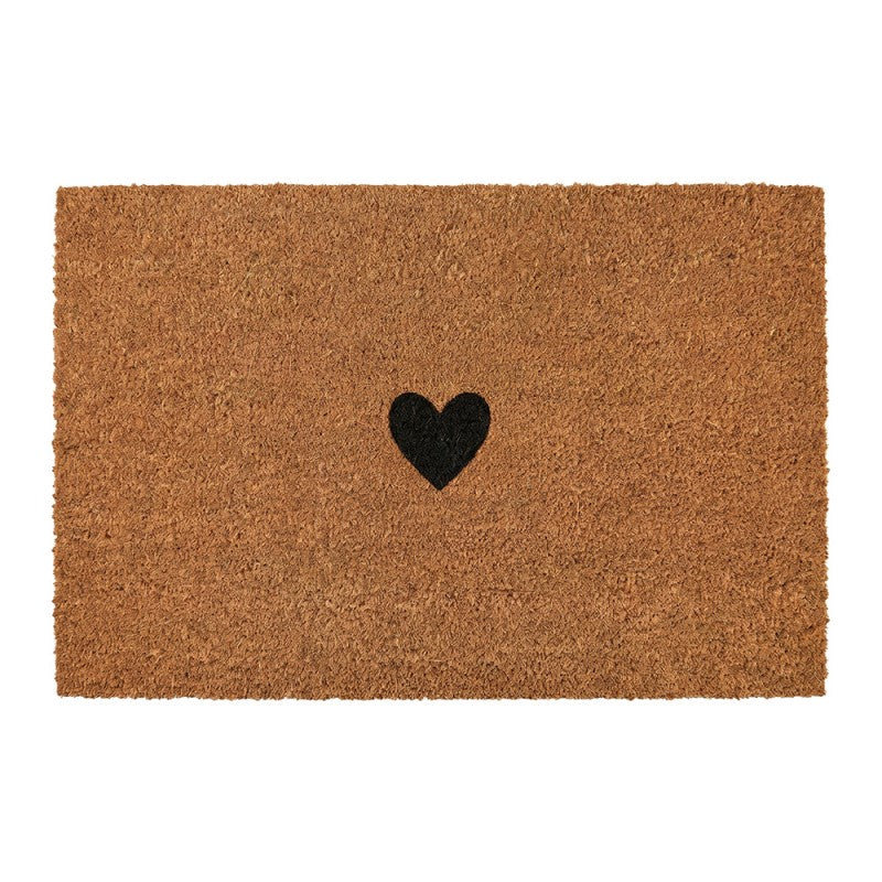 Clayre & Eef Fußmatte Ein Rotes Schwarzes Herz Scandi Purismus Minimalismus Natur Schwarz Rutschfest 75 × 45 × 1 cm (MC307)