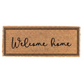 Clayre & Eef Fußmatte Welcome Home Schreibschrift Doppelrahmen Schmalformat Stufenmatte Natur Schwarz Rutschfest 75 × 22 × 2 cm (MC308)