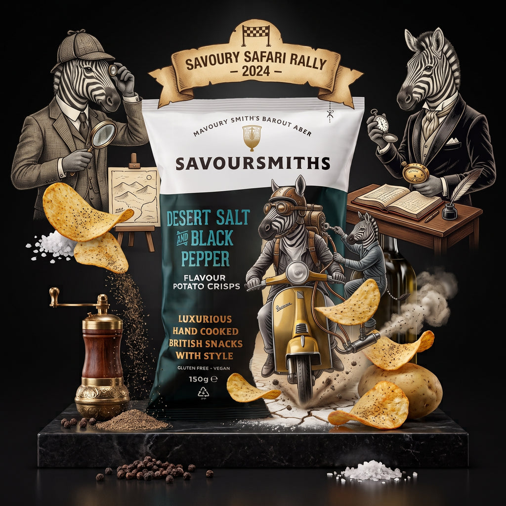 Savoursmiths Desert Salt & Black Pepper Gourmet Kartoffelchips 150g – Vegan, Gluten- & Laktosefrei